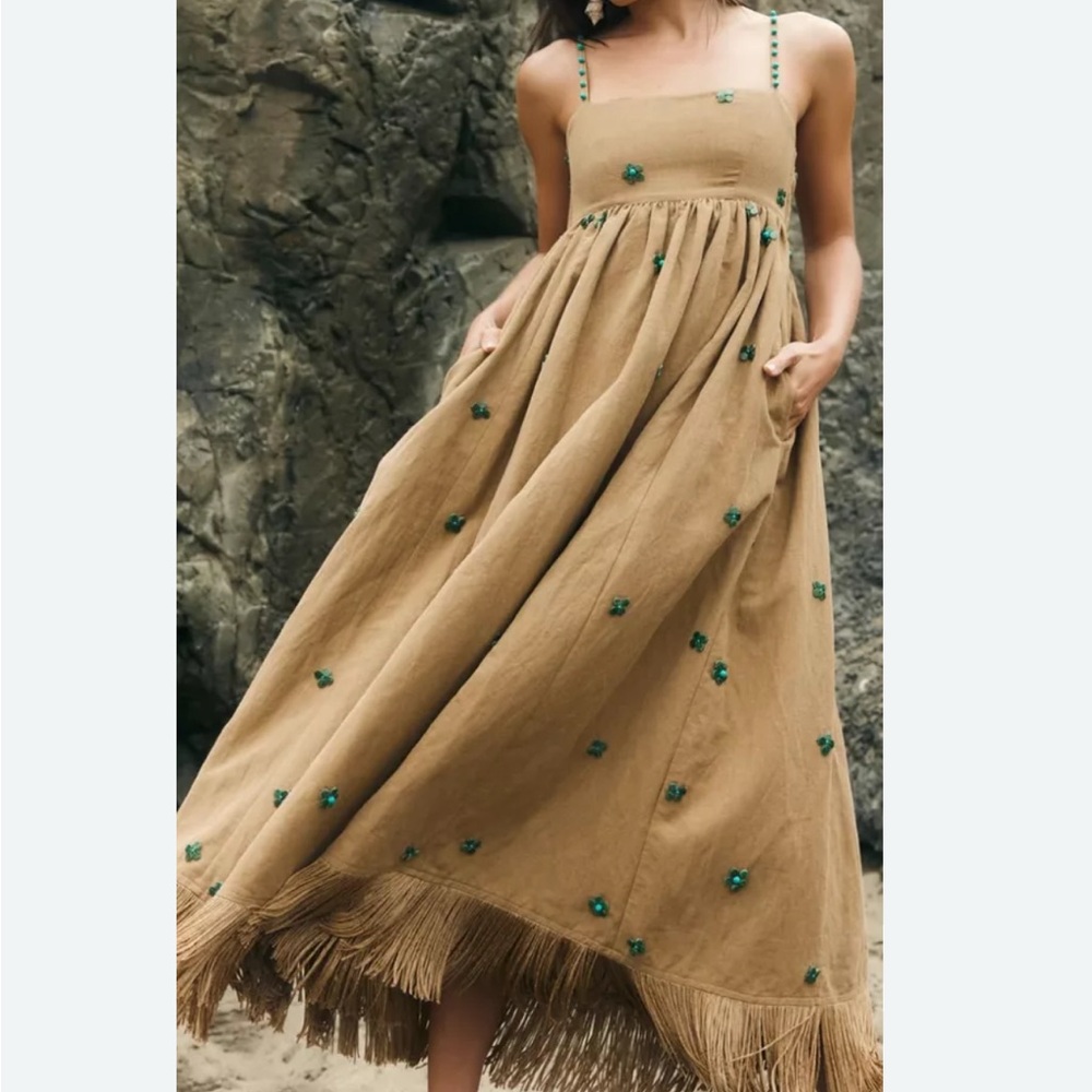 Eddy beaded Tan Dress xs